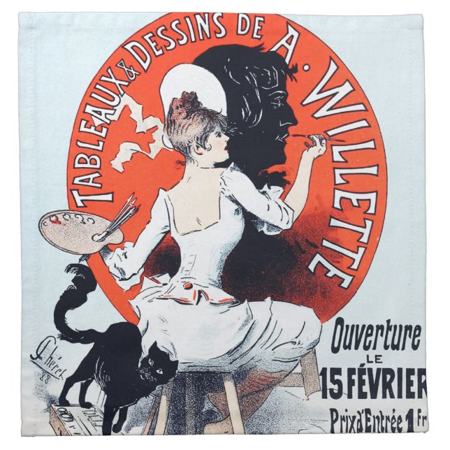 Jules Cheret Exposition Art Nouveau Napkins (Front)