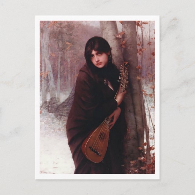Jules Joseph Lefebvre, Girl with a Mandolin Postcard (Front)