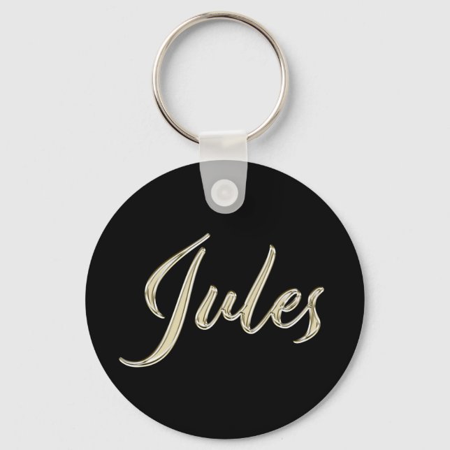 Jules Name whitegold Button Schlüsselanhänger Keychain (Front)