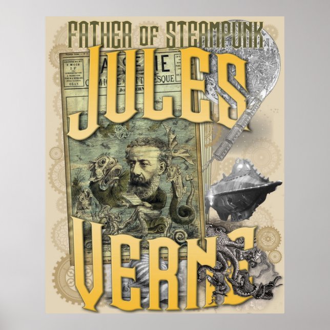 Jules Verne  Father of Steampunk Poster (Front)