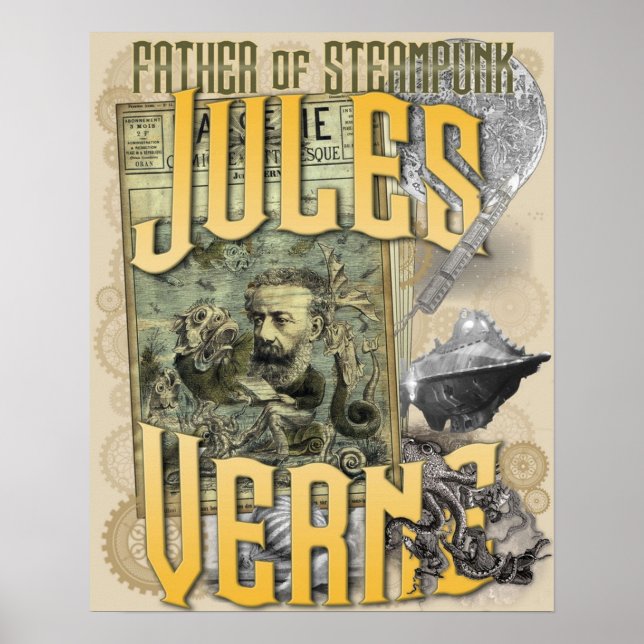 Jules Verne  Father of Steampunk Poster (Front)