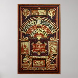 Jules Verne Old Book Cover Poster