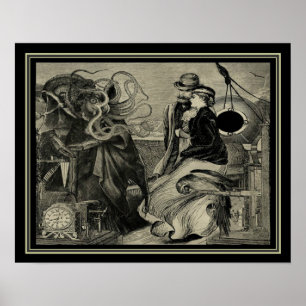 Jules Verne Victorian Steampunk Illustration 16x20 Poster