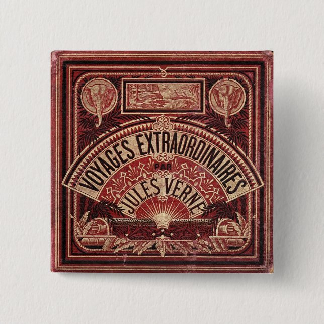 Jules Verne's "VOYAGES EXTRAORDINAIRES" Pinback Button (Front)