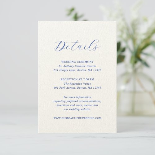 Julia Blue Traditional Elegant Wedding Enclosure Card