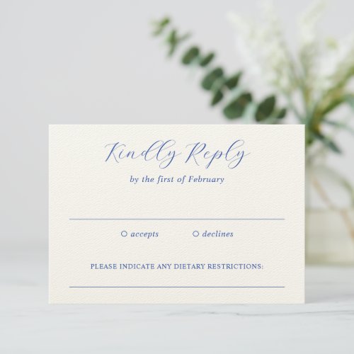 Julia Blue Traditional Elegant Wedding RSVP Card