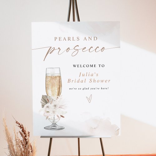 JULIA Boho Floral Pearls  Prosecco Bridal Shower Foam Board