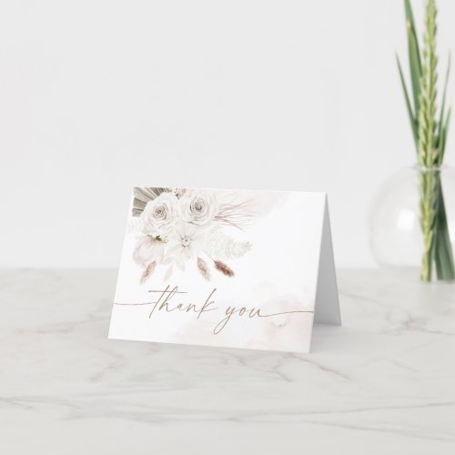 JULIA Boho Floral Pearls  Prosecco Bridal Shower Thank You Card
