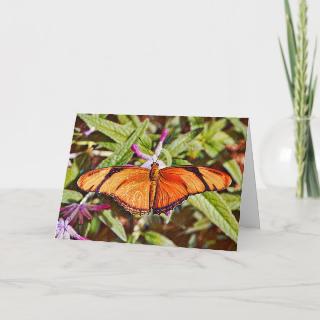 Julia Butterfly on Wildflowers Art Note Card (Front)