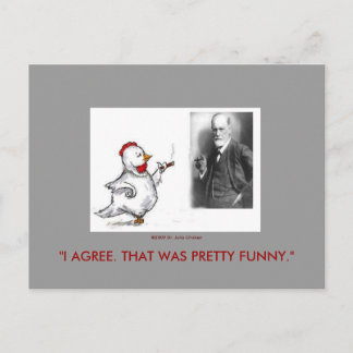 Julia Chicken and Sigmund Freud Face Off Postcard