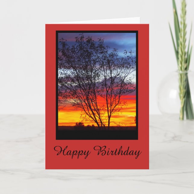 Julia Creek sunset silhouette blank birthday card (Front)
