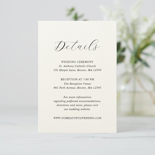 Julia Ecru Traditional Elegant Wedding Enclosure Card