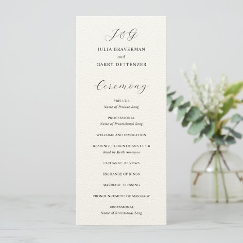 Julia Ecru Traditional Elegant Wedding Program