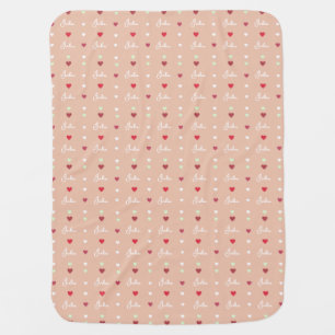 Julia repeating custom name with hearts pinkish baby blanket