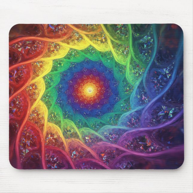 Julia Set Fractal With Rainbow Pinwheel Style Mouse Pad (Front)
