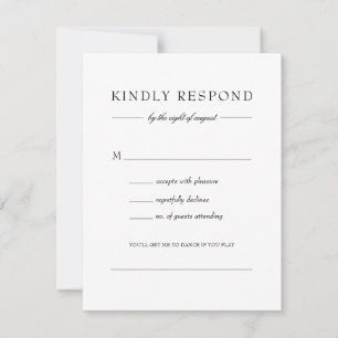 Julia Simple Black White Wedding Song Request RSVP Card