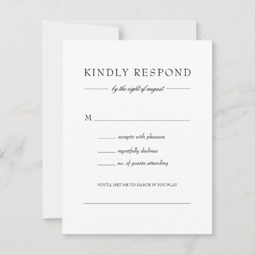 Julia Simple Black White Wedding Song Request RSVP Card