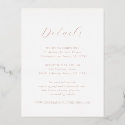 Julia Traditional Elegant Wedding Enclosure Foil Invitation Postcard