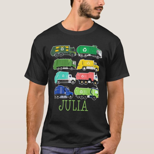 Julia Trash Truck For Kids Collector Ecologist Gar T-Shirt (Front)