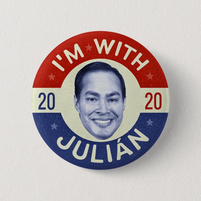 Julian Castro President 2020 Democrat Photo Retro Button (Front)