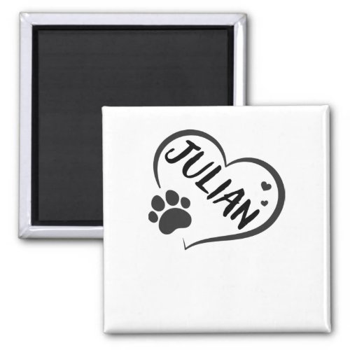 Julian Name In A Heart With A Paw  Magnet