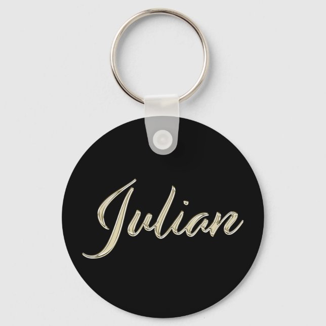 Julian Name whitegold Button Schlüsselanhänger Keychain (Front)