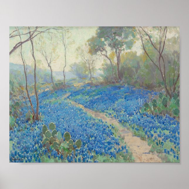 Julian Onderdonk - A Hillside of Bluebonnets  Poster (Front)