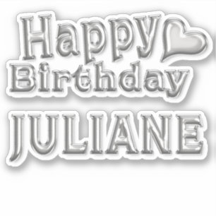 Juliane Happy Birthday silver sticker decal