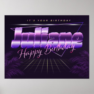 Juliane Name Vorname lila retro Poster Geburtstag