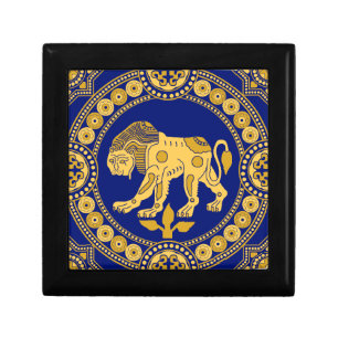 Julian's Lion on Blue Tile, Black Gift Box