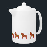 Julia's Dala Horse Teapot<br><div class="desc">The design on this teapot is from a wooden horse carved and painted by Julia Morrill in January of 2014</div>