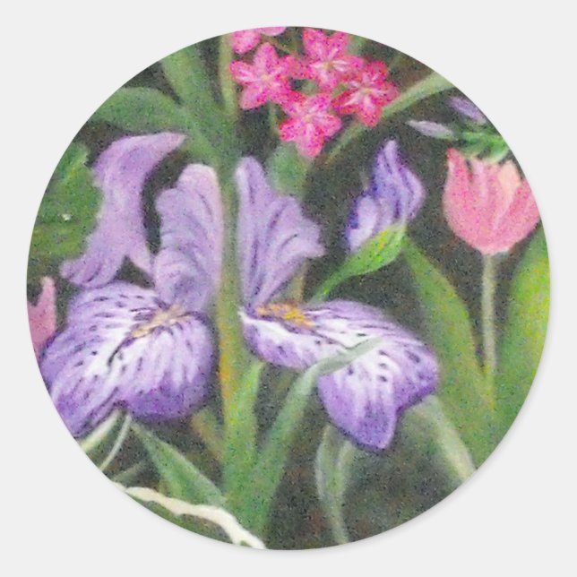 Julia's Iris Garden  Classic Round Sticker (Front)