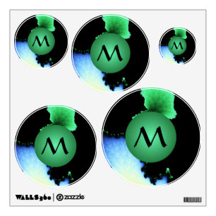 Julia's Joy, Fractal Blobs - Green Monogram Wall Decal