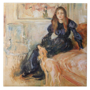 Julie Manet and her Greyhound (by Berthe Morisot) Ceramic Tile