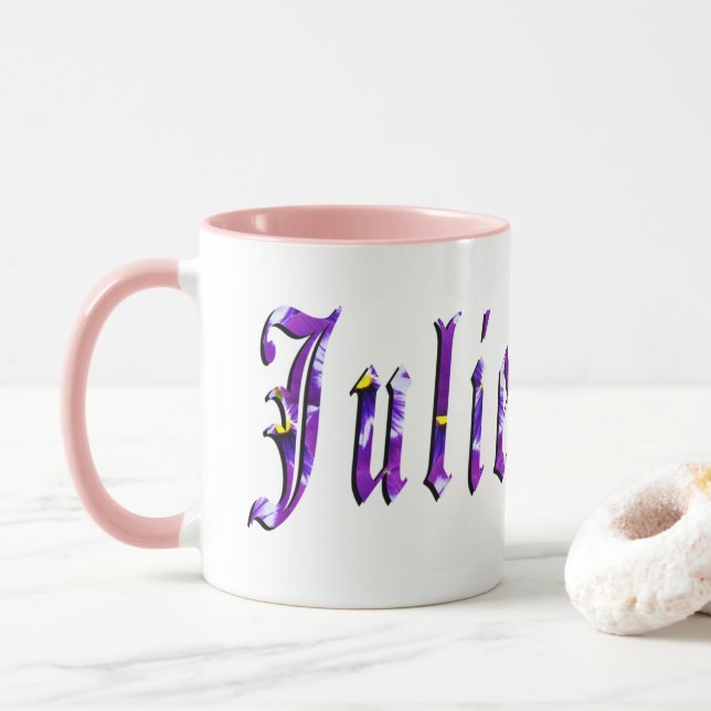 Julie, Name, Logo, Pink Combo Coffee Mug (With Donut)