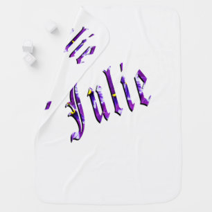 Julie, Name, Logo, White Snugly Baby Blanket. Swaddle Blanket