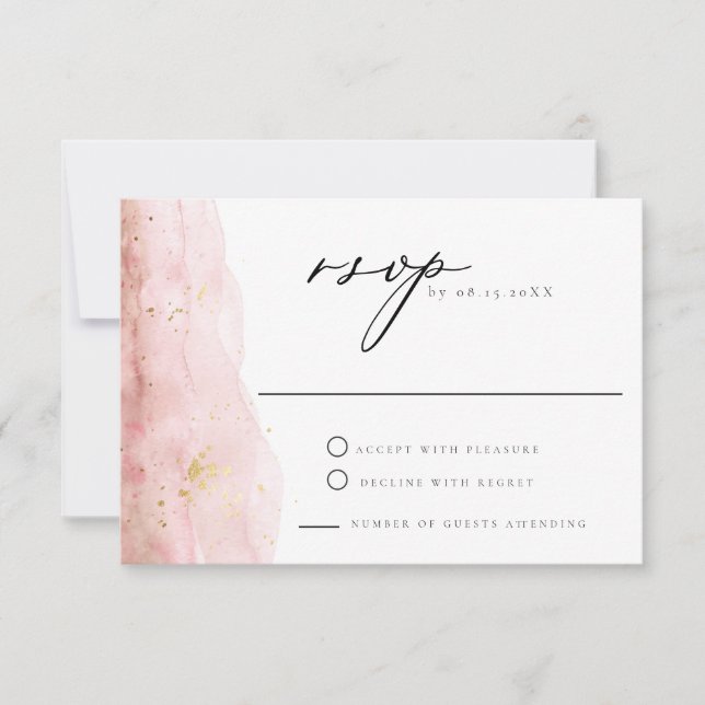 JULIEN Blush Pink Watercolor Wedding RSVP Invitation (Front)