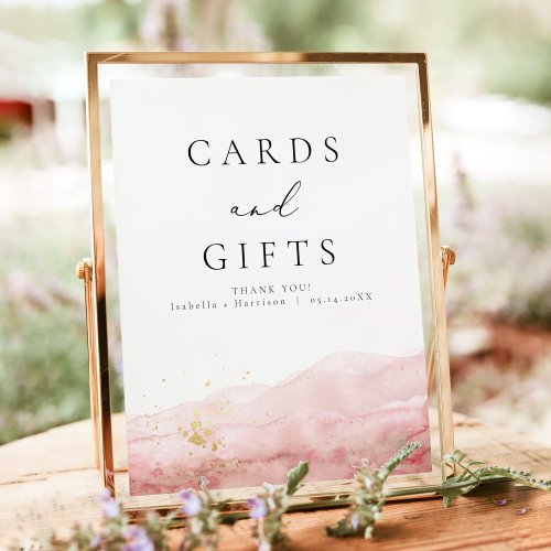JULIEN Blush Watercolor Gold Cards and Gifts Sign