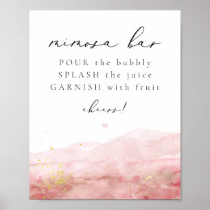 JULIEN Dusty Rose Blush Watercolor Mimosa Bar Sign