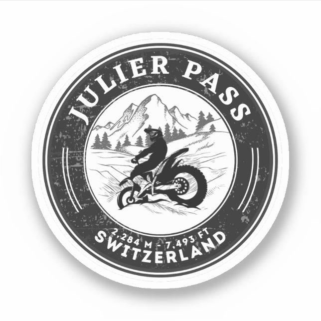 Julier pass swiss–alps motorcycle tour sticker (Front)