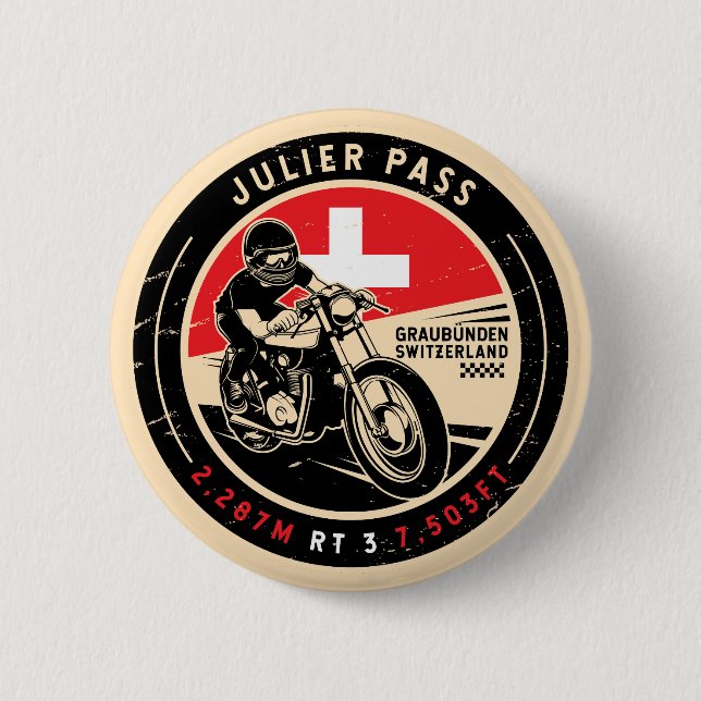 Julier Pass | Switzerland | Motorcycle Button (Front)