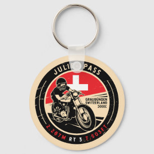 Julier Pass Switzerland Motorcycle Keychain