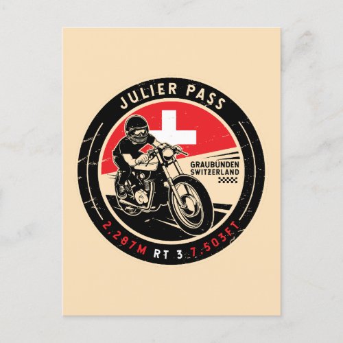 Julier Pass  Switzerland  Motorcycle Postcard
