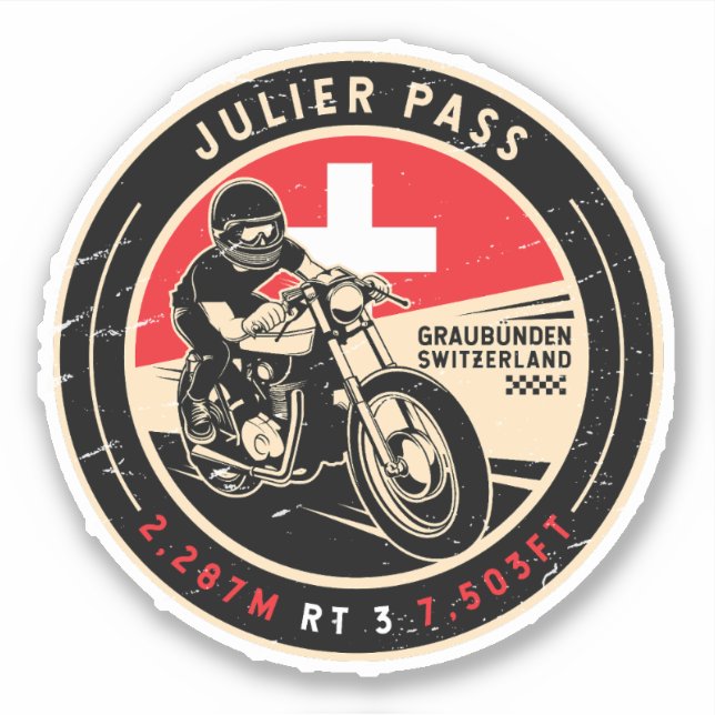 Julier Pass | Switzerland | Motorcycle Sticker (Front)