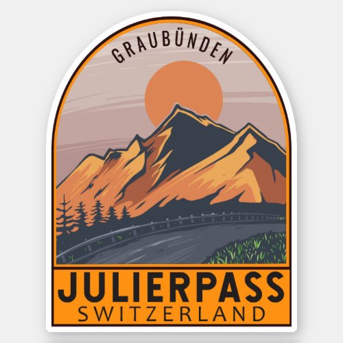 Julier Pass Switzerland Retro Travel Emblem Sticker