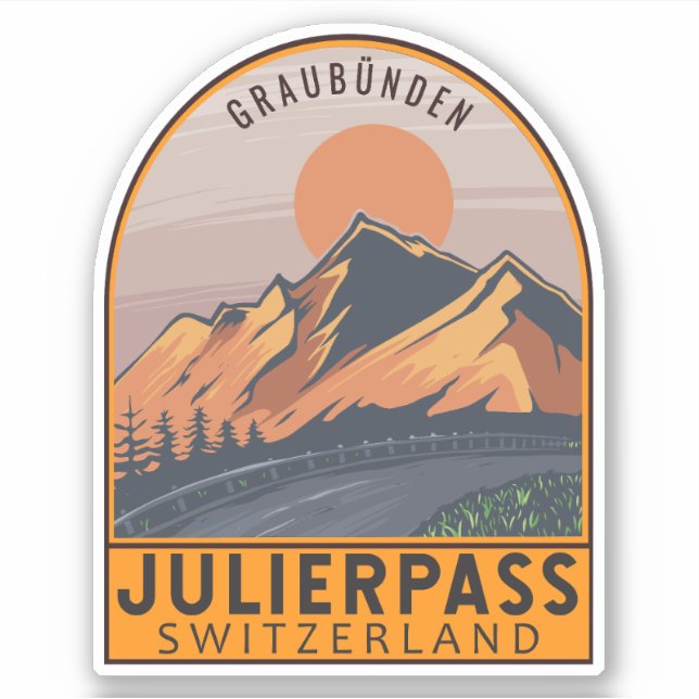 Julier Pass Switzerland Retro Travel Emblem Sticker (Front)