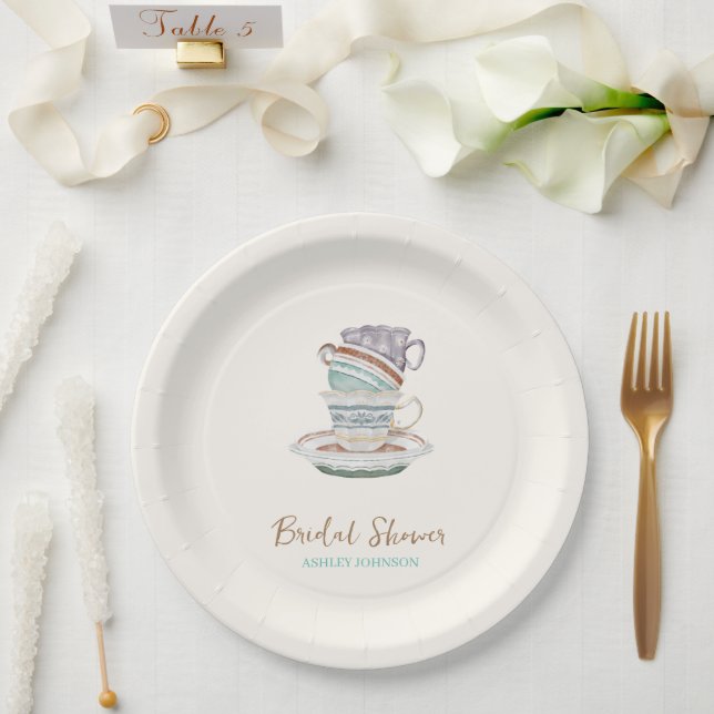 JULIET Tea Set Party Bridal Shower Paper Plates (Wedding)