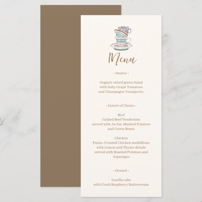 JULIET Tea Set Party Menu (Front/Back)