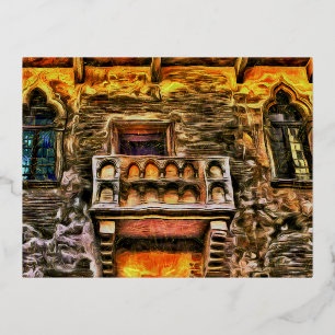 Juliet's Balcony Verona Van Gogh Foil Holiday Postcard