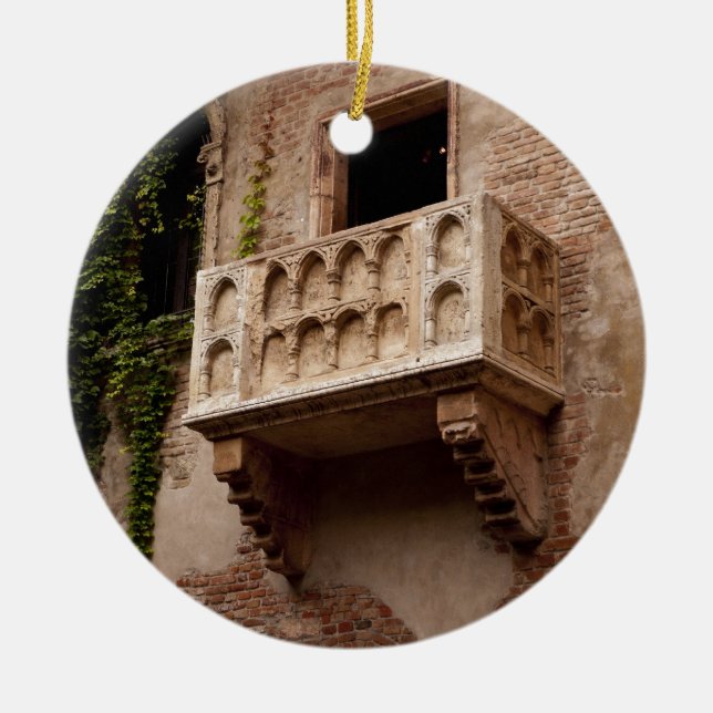 Juliet's Balcony; Where is Romeo? Ceramic Ornament (Front)